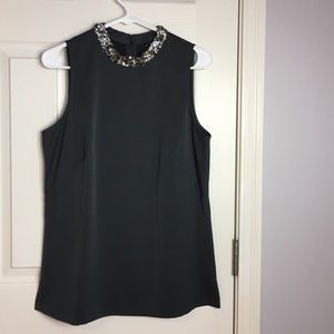 NWT Ann Taylor charcoal beaded top